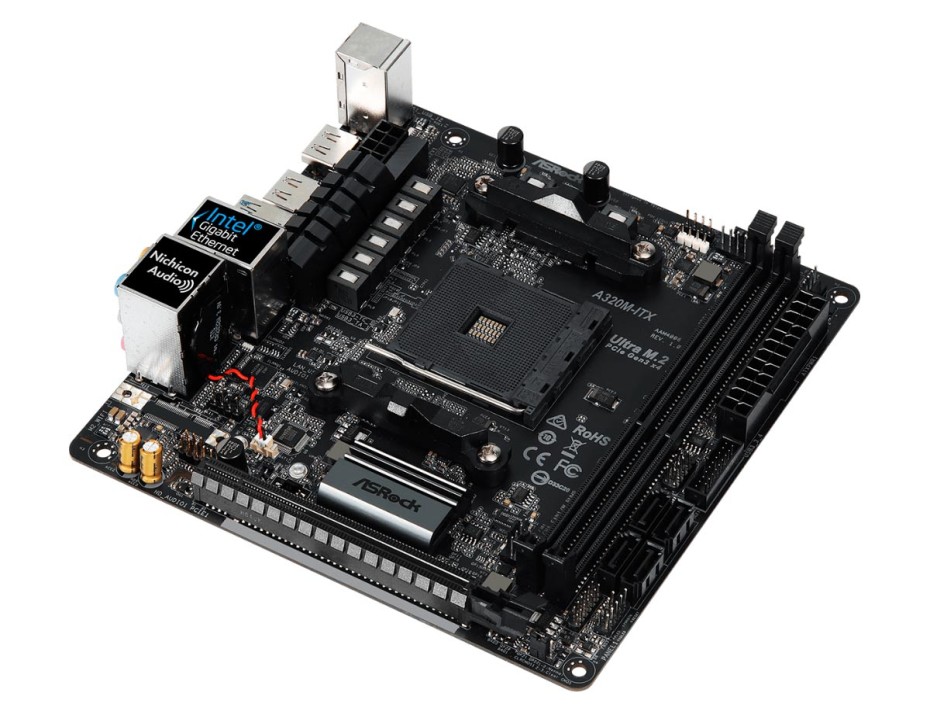 PLACA MADRE ASROCK A320M-ITX, PARA PROCESADORES AMD RYZEN AM4, 2 RANURAS DE MEMORIA DDR4 HASTA 64GB, PEQUEÑO EFICIENTE  (90-MXB7X0-A0UAYZ)