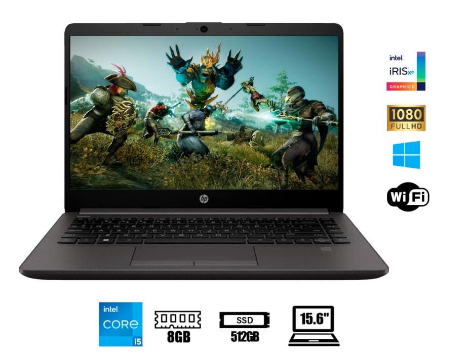 LAPTOP HP CORE I5 1235U 3.30 240 G9, PANTALLA 14 PULGADAS HD, RAM 8GB, SSD 512GB, WINDOWS FREE, (7P9A6LA)