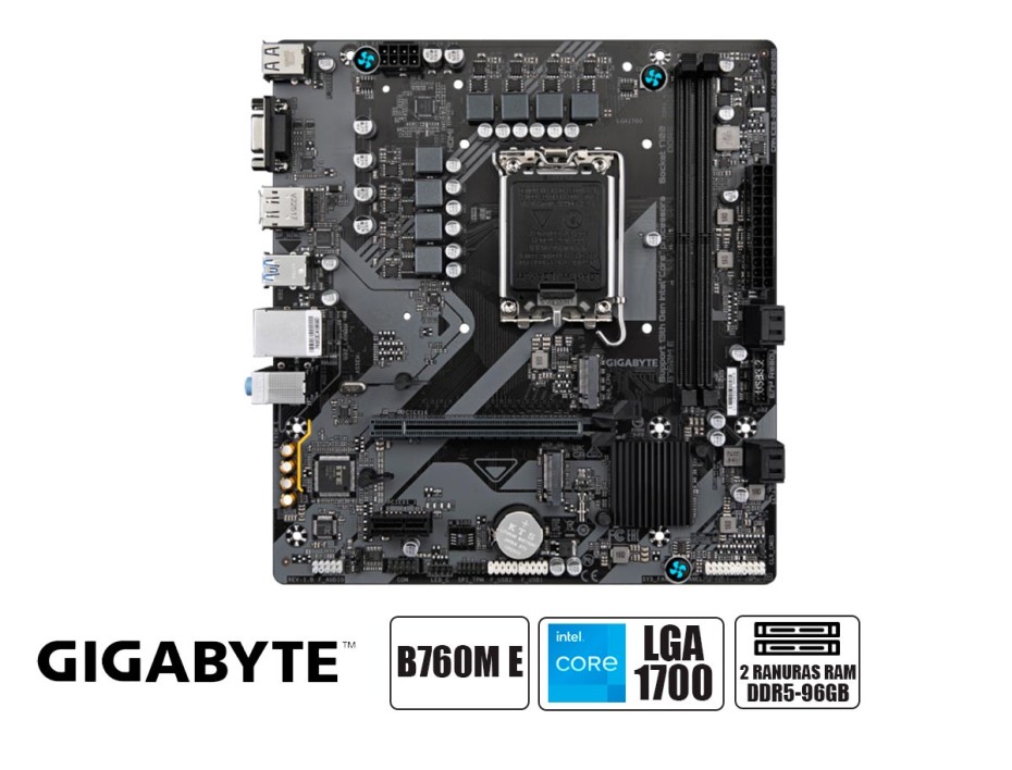 Placa Madre Gigabyte B760m E (b760m E G10) Socket Lga 1700, Ram Ddr5 Buss 7200oc Mhz, 14va, 13va, 12va Gen