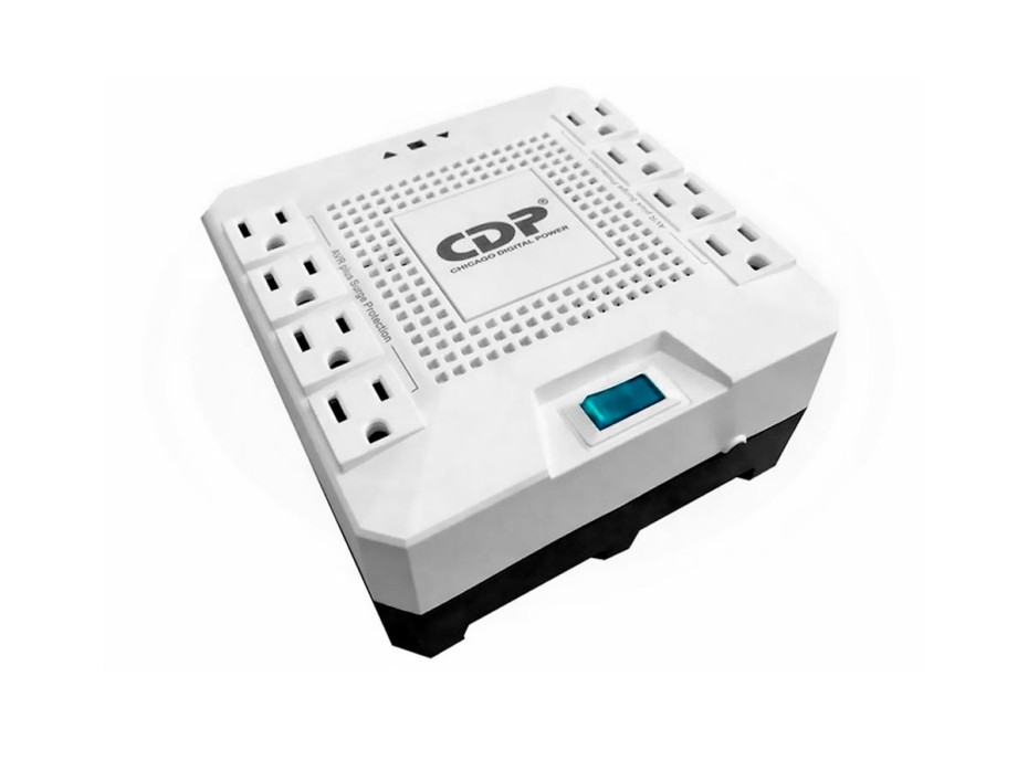 Estabilizador Cdp1800va, 8 Tomas (r-avr1808i) Nema 5-15r Con Proteccion Avr De Sobretension, Dimensiones16.00x8.40x16.60 Cm, Indicador Led