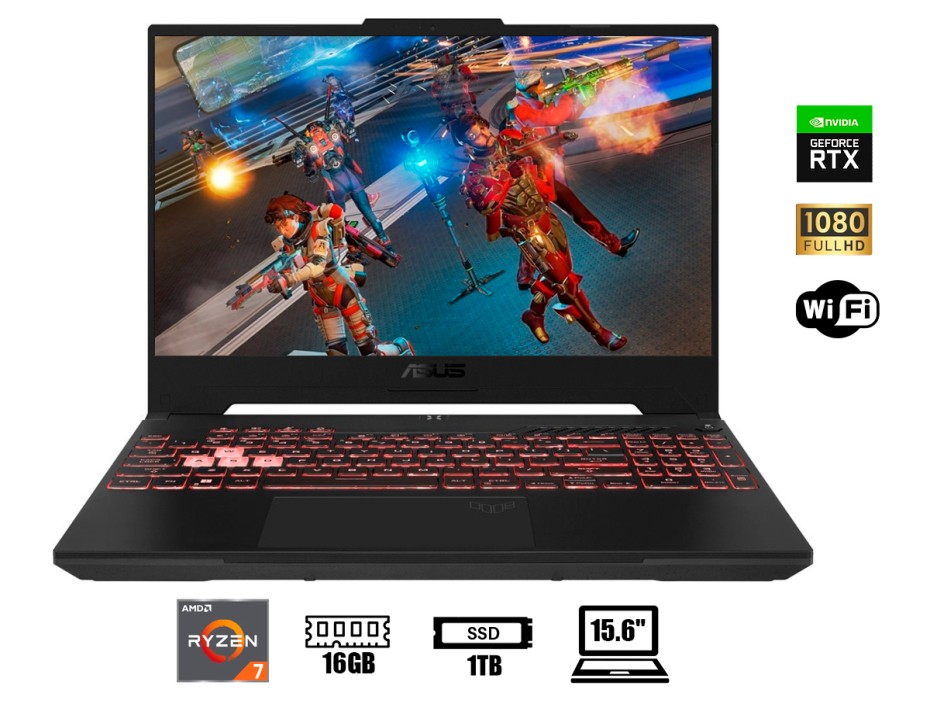 LAPTOP ASUS TUF A15 FA507NU-DS74 RYZEN 7 7735HS, 15.6" FHD, SSD 1TB, RAM 16GB, RTX 4050 6GB, 144HZ, WIN11, MECHA GRAY (FA507NU-DS74)