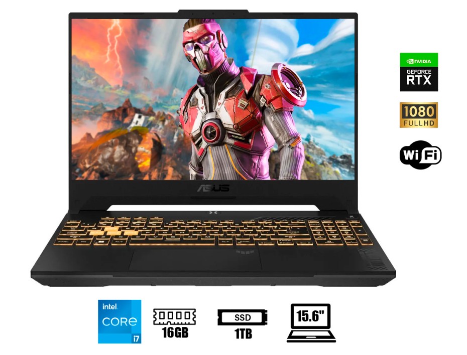 LAPTOP ASUS I7 12700H GAMING, TUF FX507ZI-F15.I74070, 15.6" FHD 144HZ, SSD 1TB, RAM 16GB, RTX 4070 8GB, FHD 144HZ, W11, 12GEN. (FX507ZI-F15.I74070)