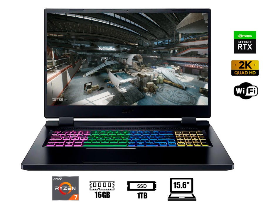 LAPTOP ACER RYZEN 7 6800H, NITRO 5 AN515-46-R5XN GAMING, SSD 1TB, RAM 16GB, RTX 3070TI 8GB, 15.6" QHD 165HZ, WIN11 BACKLIT KEYBOARD (NH.QH1AA.005)