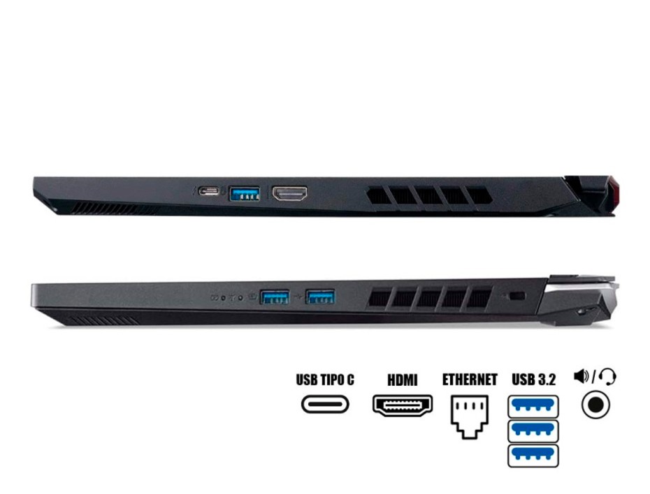 Laptop Acer Core I9-12900h Nitro 5 An515-58-93j Gaming (nh.qhysa.003) 15.6" Fhd 144hz, Ram 16gb, Ssd 512gb, Rtx 3060 6gb, Win11, Us., 12gen.