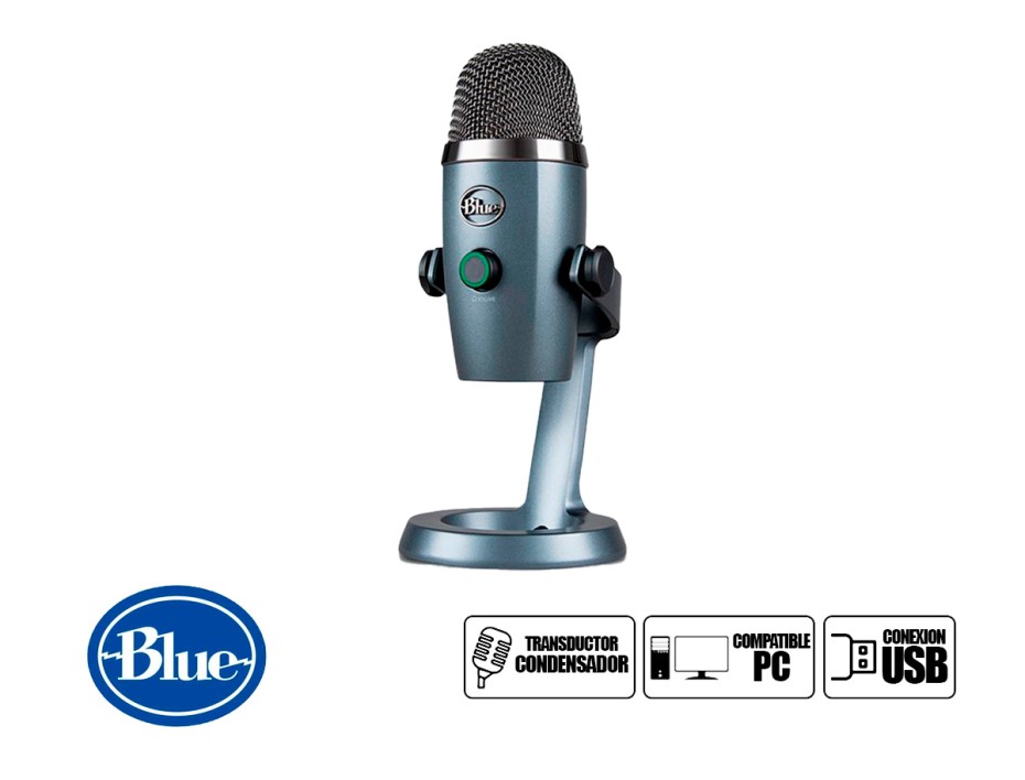 MICROFONO BLUE YETI NANO STREAMING CARDIOID, TIENE SALIDA DE AURICULARES SIN LATENCIA, CONEXION USB, PARA PC, OMNI GRAY (988-000508)