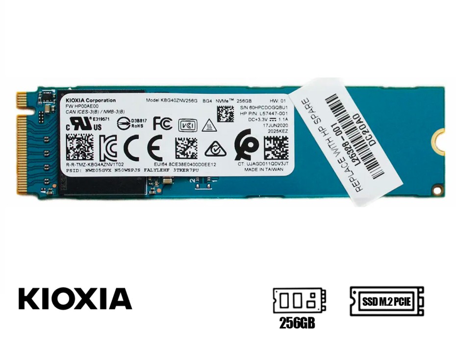 DISCO SOLIDO SSD M.2 PCIE KIOXIA 256GB HP01AE00 OEM GEN3X4, NVME, UNIDAD SOLIDO, PARA PC, LAPTOP, LECTURA 30500MB/S (L57447-002OEM)