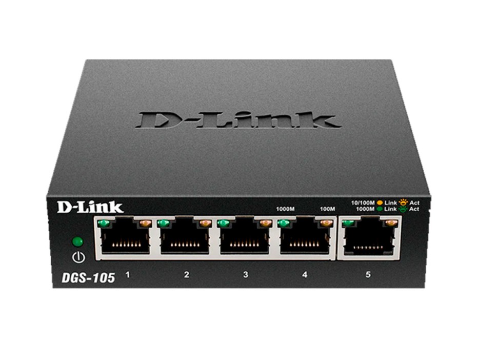 SWITCH D-LINK 5 PUERTOS, GIGAABIT 10/100/1000 MBPS  ( DGS-105 )
