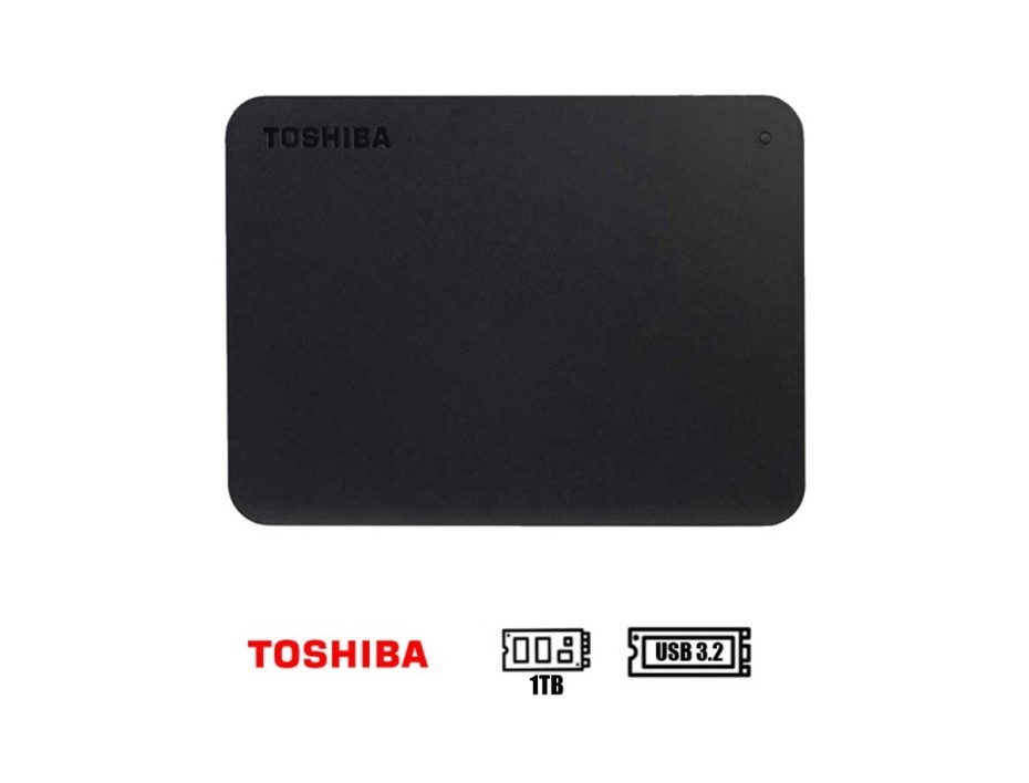 DISCO DURO EXTERNO TOSHIBA 1TB CANVIO BASICS, CONEXION USB, USB 3.2 GEN1, UNIDAD DE ALMACENAMIENTO PORTABLE, NEGRO (HDTB410XK3AA)