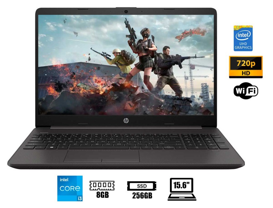 LAPTOP HP CORE I3 1215U 250 G9, PANTALLA 15.6 PULGADAS, HD, RAM 8GB, SSD M.2 256GB, S/S, 12GEN. (80A99LA#ABM)