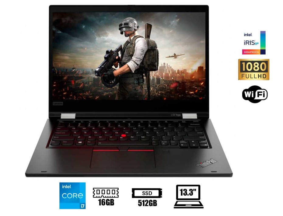 LAPTOP LENOVO THINKPAD L13 YOGA G2 2-IN-1 CONVERTIBLE CORE I7-1165G7, RAM 16GB, SSD 512GB, 13.3" FHD, TOUCHSCREEN WIN11 PRO, 11GEN. (20VKS0MJ00)
