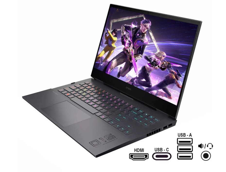 LAPTOP HP OMEN 16-N0023 GAMING RYZEN 7 6800H, 16.1" 1920X1080, SSD 512GB, RAM 16GB, RTX 3060 6GB, 144HZ, IPS, WIN11 MICA SILVER RGB (6A8H3UA#ABA)