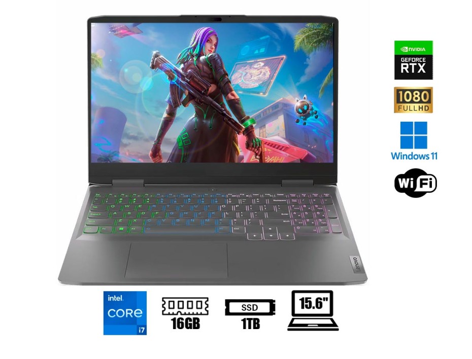 LAPTOP LENOVO LOQ 15IRH8 GAMING CORE I7-13700H, 15.6" FHD, SSD 1TB, RAM 16GB, RTX 4060 8GB,144HZ IPS, WIN11, STORM GREY, 13GEN. (82XV00CBUS)