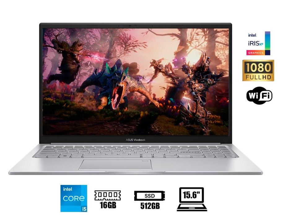 LAPTOP ASUS VIVOBOOK 15 X1504ZA-NJ391, CORE I5-1235U, SSD 512GB, RAM 16GB DDR4, FREEDOS (90NB1022- M00KA0)