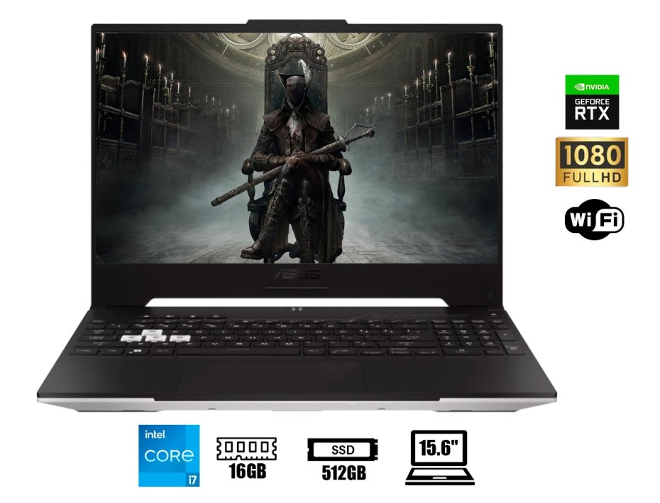 LAPTOP ASUS TUF DASH F15 FX517ZM-HN093 CORE I7 12650H 4.7GHZ, 15.6 FHD, SSD 512GB, RAM 16GB DDR5, RTX 3060 6GB, FREEDOS (90NR09Q3-M005K0)