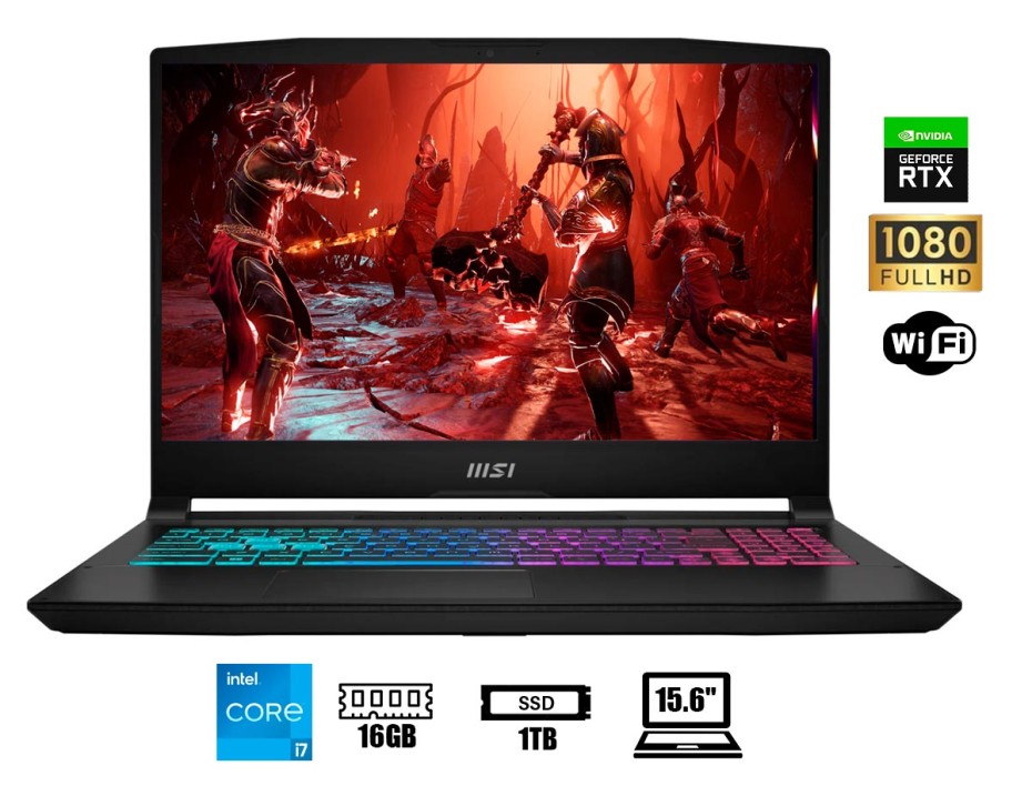 Laptop Msi Core I7-13620h Katana 15 B13vfk-817 Gaming (katana1513817) Pantalla 15.6" Fhd 144hz, Ram 16gb, Ssd 1tb, Rtx 4060 8gb, Win11, 13gen., Black