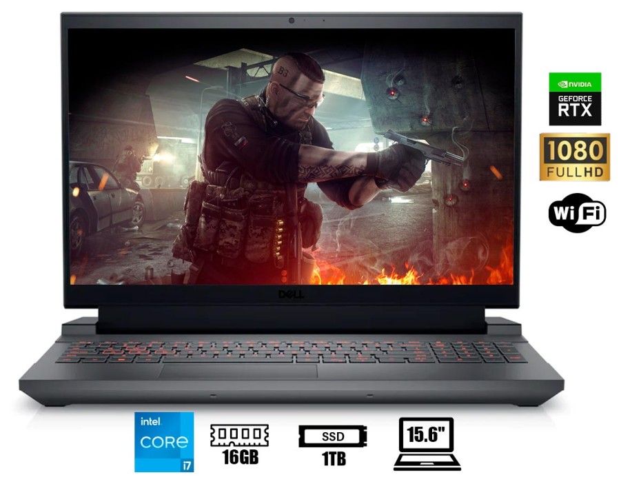 LAPTOP DELL G15 G5530-7957GRY GAMING CORE I7-13650HX, 15.6" FHD SSD 1TB, RAM 16GB, RTX 4060 8GB, 165HZ, WIN11, DARK SHADOW (G5530-7957GRY-PUS)