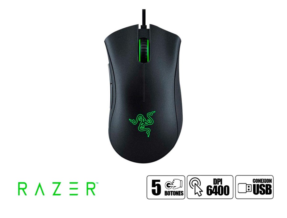 Mouse Razer Deathadder Essential Gaming (rz01-03850100-r3u1) Hasta 6400 Dpi, 5 Botones Programables, Negro
