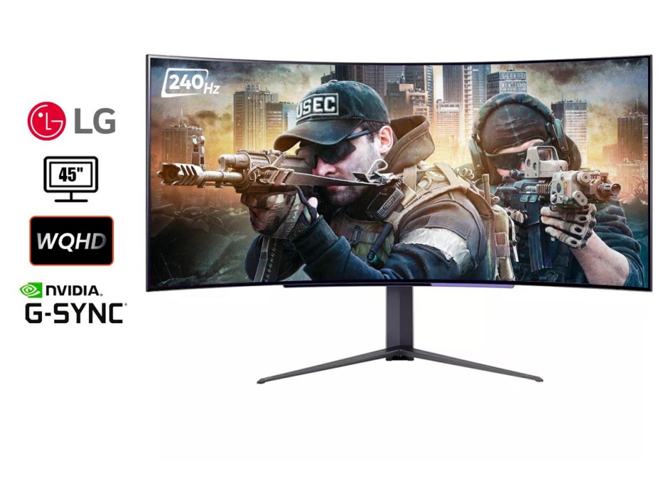 MONITOR LG CURVO 45 PULGADAS, OLED 45GR95QE, GAMING ULTRAGEAR, 21:9 WQHD, 800R, 0.03MS, 240HZ, G-SYNC (45GR95QE-B)
