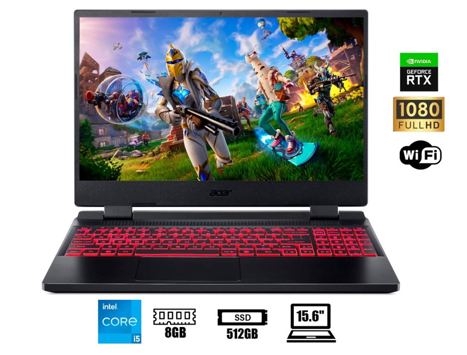 LAPTOP ACER NITRO 5 AN515-58-525P GAMING CORE I5-12500H, 15.6" FHD, SSD 512GB, RAM 8GB, RTX 3050 4GB, 144HZ, WIN11, 12GEN. (NH.QFJAA.004)