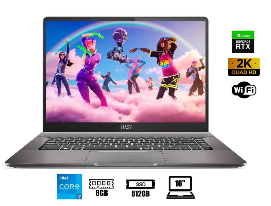 LAPTOP MSI CREATOR Z16 A12UET-031 GAMING CORE I7-12700H, 16" QHD 2560X1600, SSD 1TB, RAM 16GB, RTX 3060 6GB, 120HZ, WIN11 PRO (CREATORZ1612031)