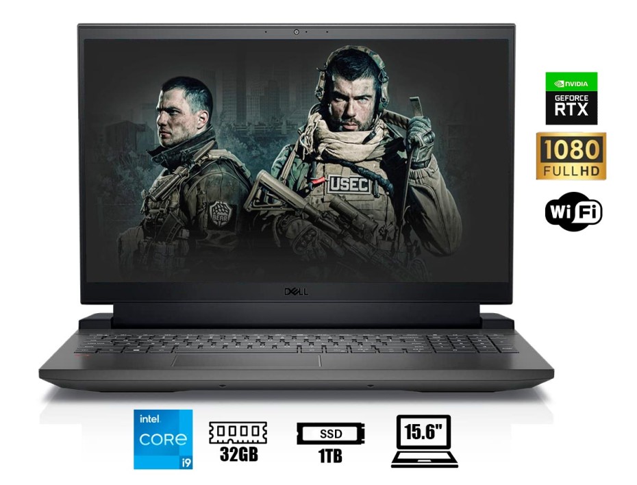 LAPTOP DELL G15 5521 GAMING CORE I9-12900H, 15.6" 2560X1440, SSD 1TB, RAM 32GB, RTX 3070TI 8GB, WIN11, OBSIDIAN BLACK (INS0161443-R0022818)