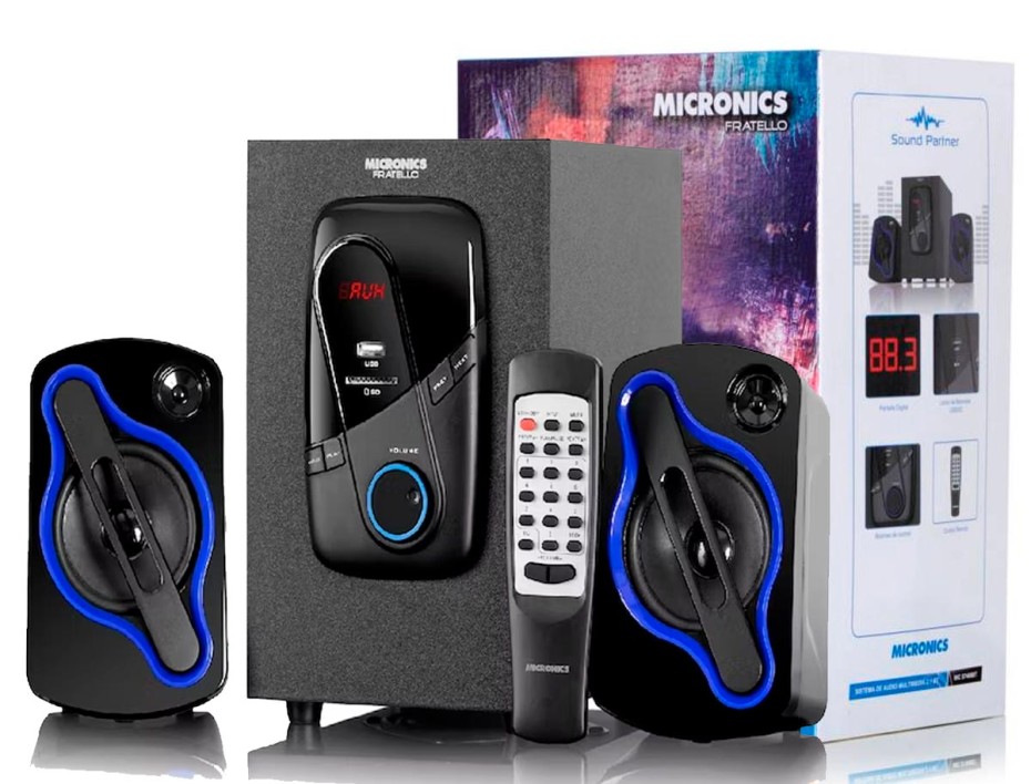 SUBWOOFER MICRONICS FRATELLO S7408BT | 60W | USB+SD+FM+BT & CONTROL ...