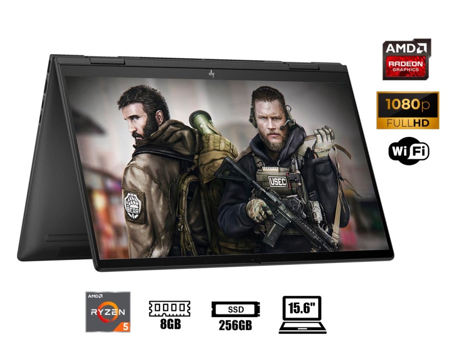 LAPTOP HP RYZEN 5-7530U ENVY X360 15-FH0013 2-IN-1 (7H1S7UA#ABA) PANTALLA 15.6" FHD | RAM 8GB | SSD 256GB | US.| WIN11 | TOUCHSCREEN