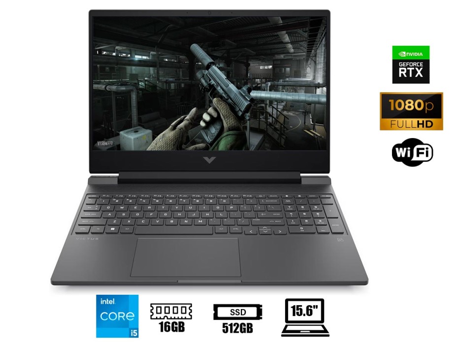 HP VICTUS 15-FA0012TG GAMING CORE I5-12450H, 15.6" (1920X1080), SSD 512GB, RAM 16GB, RTX 3050 4GB, 144HZ GREY BACKLIT WIN11 (6E6X8UAR#ABA)