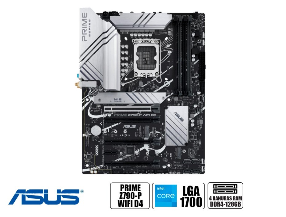 PLACA MADRE ASUS Z790-P PRIME WIFI D4 (90MB1DB0-M0AAY0) SOCKET LGA 1700 | RAM DDR4 BUSS 5333OC MHZ | 13VA, 12VA GEN
