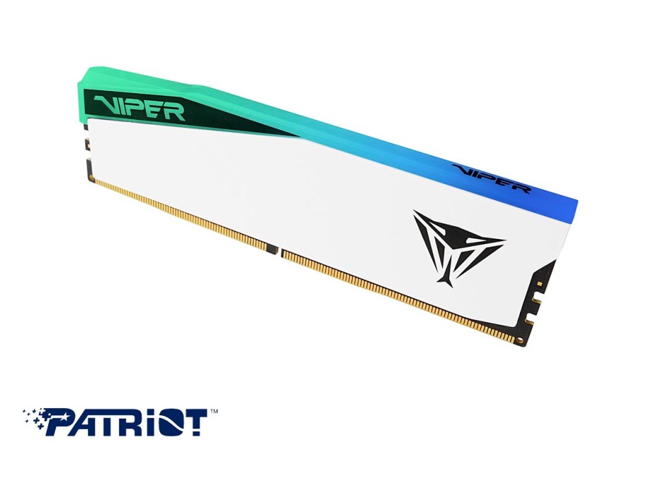 MEMORIA RAM PATRIOT DDR5 16GB, FRECUENCIA 5600 MHZ, VIPER ELITE 5 BLANCO, PARA PC DE ESCRITORIO, CON RGB, CL42 (PVER516G56C38W)