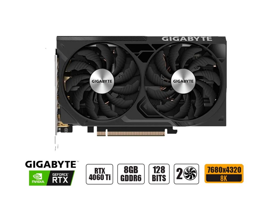 Tarjeta De Video Gigabyte Rtx 4060 Ti Windforce Oc V2 8gb Gddr6 (gv-n406twf2ocv2-8gd) Geforce Nvidia 128 Bits, 2 Ventiladores