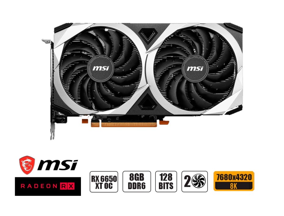 TARJETA DE VIDEO MSI RX 6650 XT MECH 2X OC 8GB GDDR6 (912-V502-062) RADEON 128 BITS | 2 VENTILADORES