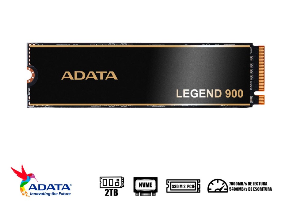DISCO SOLIDO SSD M.2 PCIE ADATA 2TB LEGEND 900, GEN4X4, NVME, UNIDAD INTERNA DE ESTADO SOLIDO, PARA PC, LAPTOP, LECTURA 7,000MB/S (ALEG-900-2TCS)