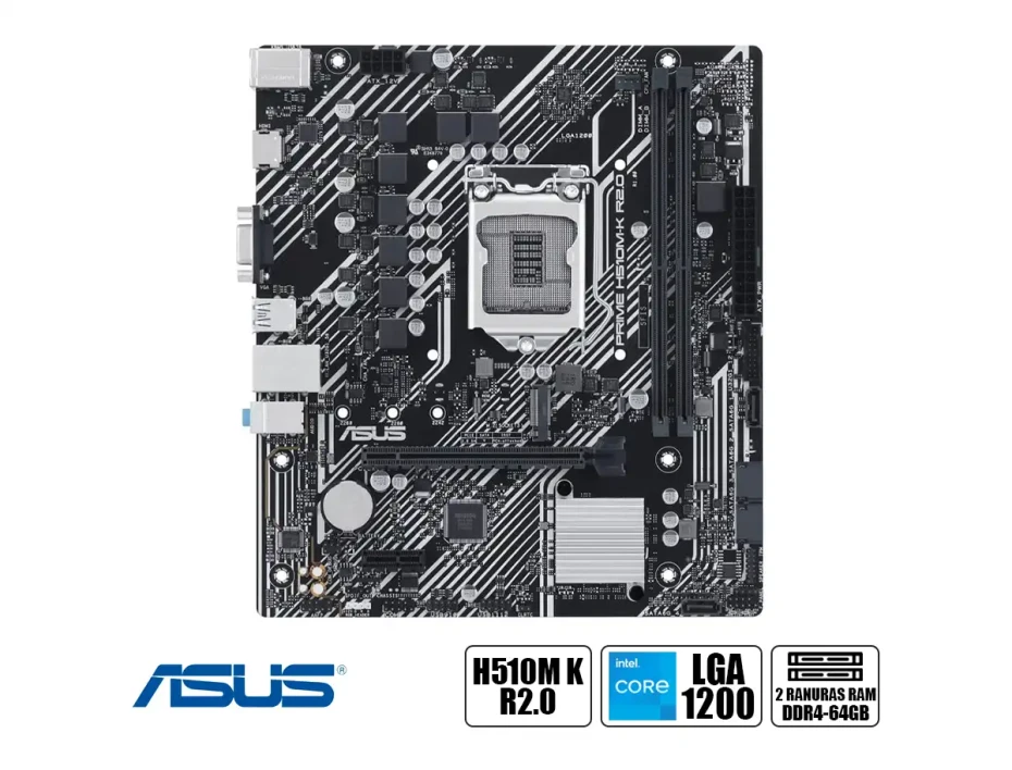 Placa Madre Asus H510m-k R2.0 H470 (90mb1e80-m0eay0) Socket Lga 1200, Ram Ddr4 Buss 3200oc Mhz, 11va, 10ma Gen