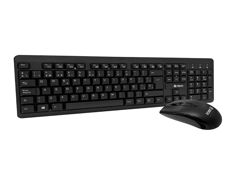 Combo Inalambrico 2 En Uno Teros Inalambrico 4061n (te-4061n) Teclado, Mouse, 1000 Dpi, Negro
