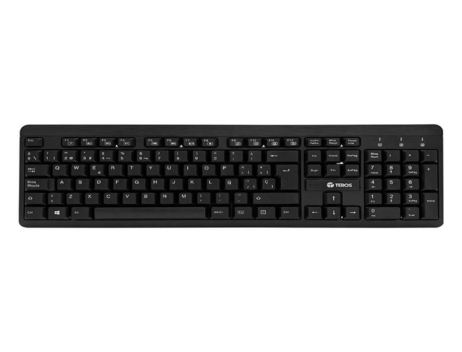 Combo Inalambrico 2 En Uno Teros Inalambrico 4061n (te-4061n) Teclado, Mouse, 1000 Dpi, Negro