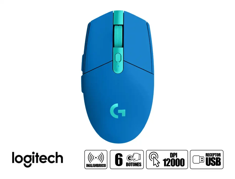 Mouse Inalambrico Logitech G305 Lightspeed Gaming (910-006012) Hasta 12.000 Dpi, 6 Botones, Receptor Usb, Azul