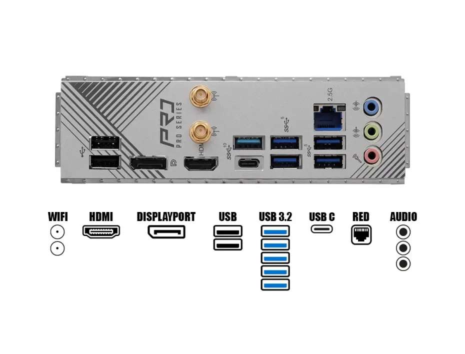 Placa Madre Asrock B760 Pro Rs Wifi White (90-mxbpu0-a0uayaz) Socket Lga 1700, Ram Ddr5 Buss 7200oc Mhz, 14va, 13va, 12va Gen, Rgb, Wifi