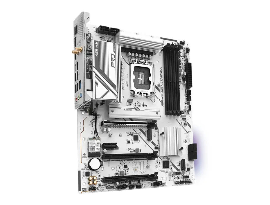 Placa Madre Asrock B760 Pro Rs Wifi White (90-mxbpu0-a0uayaz) Socket Lga 1700, Ram Ddr5 Buss 7200oc Mhz, 14va, 13va, 12va Gen, Rgb, Wifi
