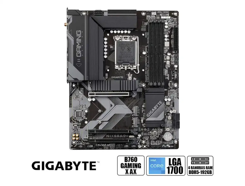 Placa Madre Gigabyte B760 Gaming X Ax (b760 Gaming X Ax D5) Socket Lga 1700, Ram Ddr5 Buss 7600oc Mhz, 14va, 13va, 12va Gen