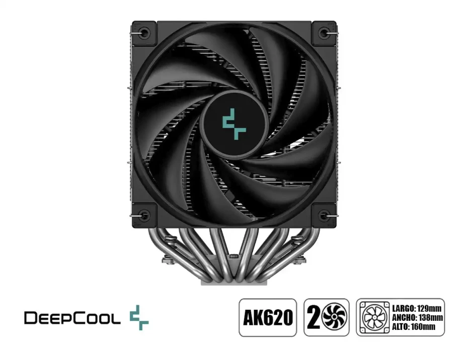 Cooler Para Procesador Deepcool Ak620 (r-ak620-bknnmt-g) 2 Ventiladores