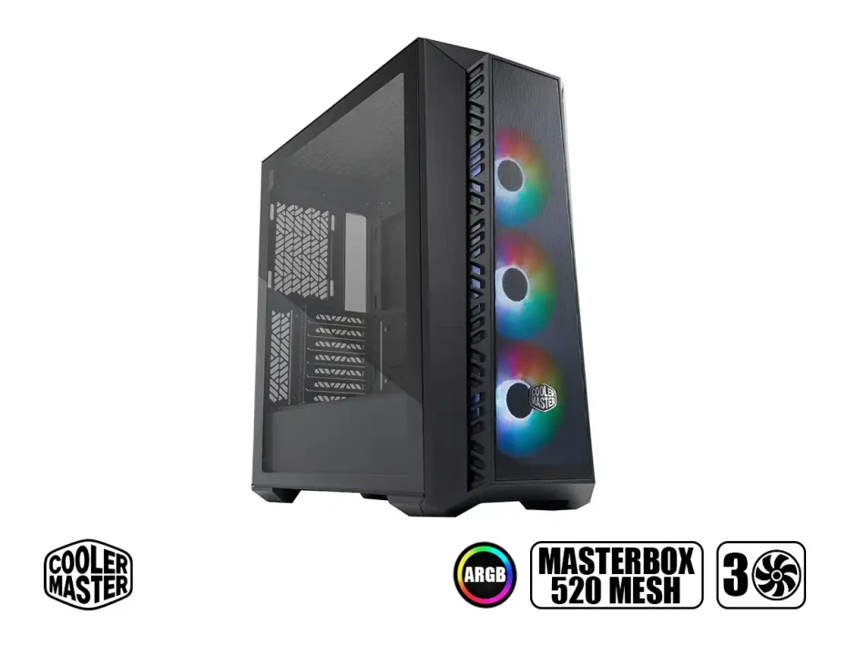 Case Cooler Master Masterbox 520 Mesh S/fuente (mb520-kgnn-s00) 3 Ventiladores, Led Argb, Negro