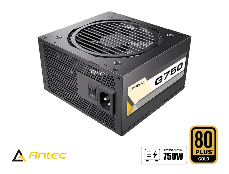 Fuente De Poder Antec 750w Atom G750 (0-761345-20035-6) Atx, 80 Plus Gold, Semi Modular Negro