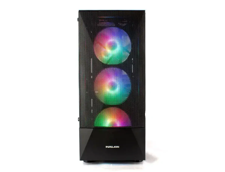 Case Halion Polaris Cr13 Fuente 500w (500w Polaris Cr13) Panel De Vidrio, 3 Ventiladores, Led Argb, Negro
