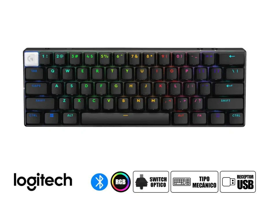 Teclado Gamer Inalambrico Logitech G Pro X 60 (920-011902) Mecanico, Switch Brown, Led Rgb, Blanco