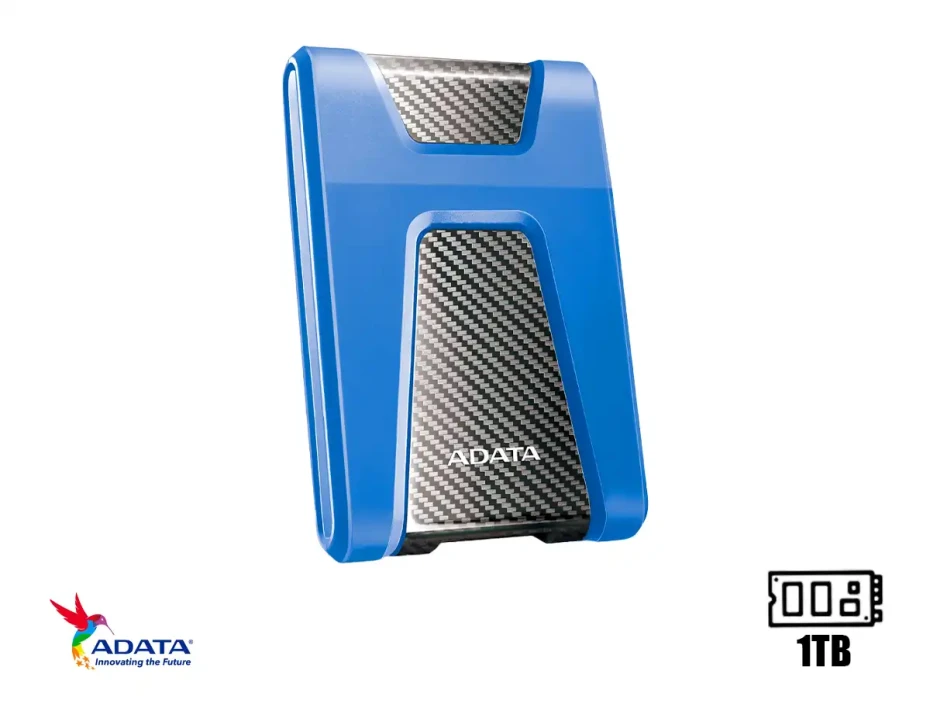 Disco Duro Externo Adata 1tb Hd650 Anti Golpe (ahd650-1tu31-cbl) Unidad De Almacenamiento Portable, Azul C/ Negro