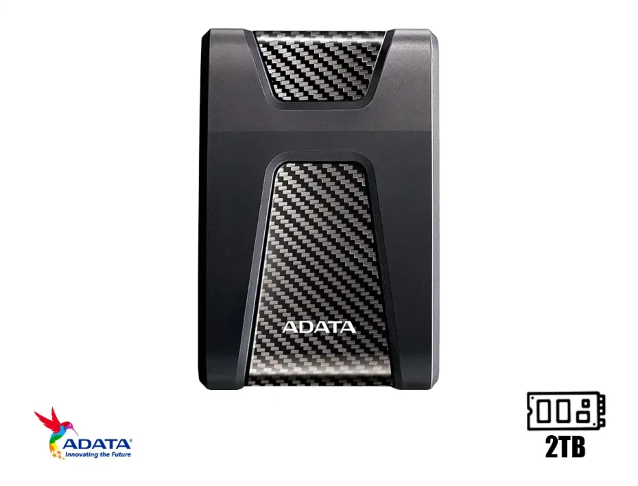 Disco Duro Externo Adata 2tb Hd650 Anti Golpe (ahd650-2tu31-cbk) Unidad De Almacenamiento Portable, Negro