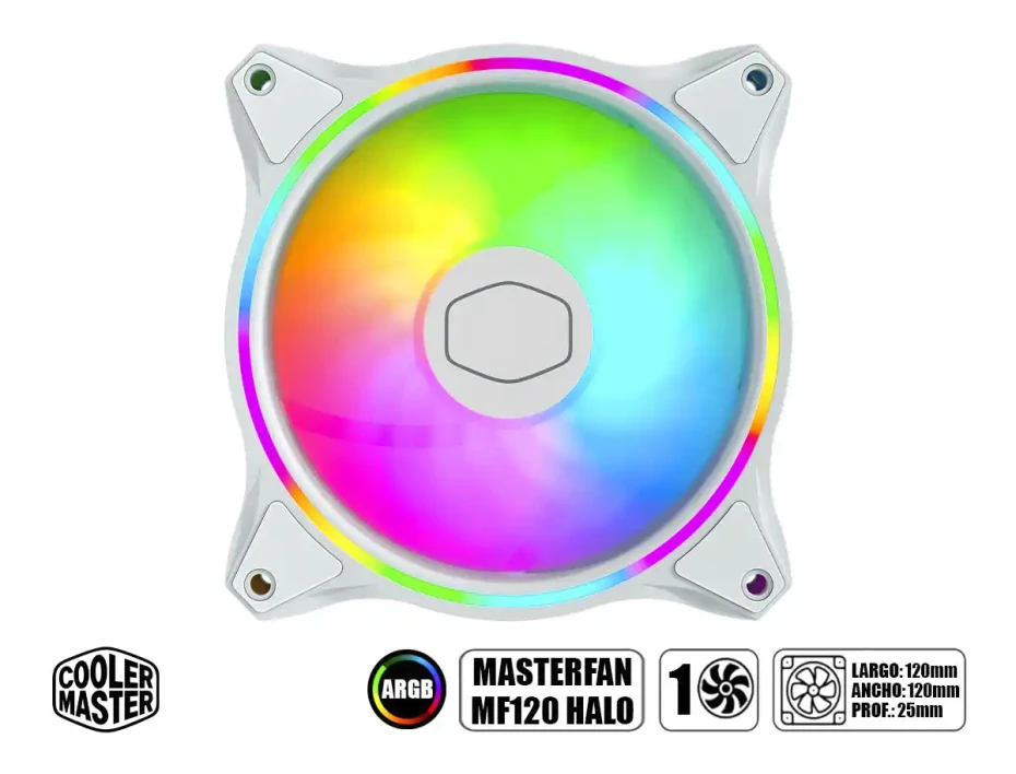 Cooler Para Case Cooler Master Masterfan Mf120 Halo (mfl-b2dw-18npa-r1) 120mm, Led Argb, Blanco