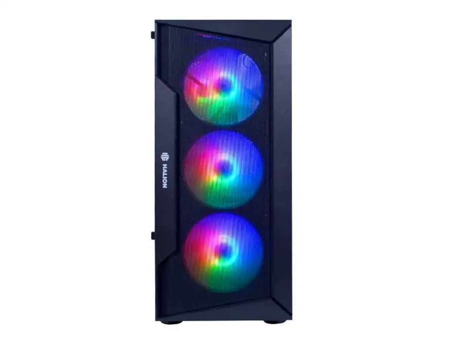 CASE HALION MARTE CR28N FUENTE 500W, CON PANEL DE VIDRIO TEMPLADO, FRONTAL DE MALLA 3 VENTILADORES LED ARGB, 3 PUERTOS USB,(500W MARTE CR28N)