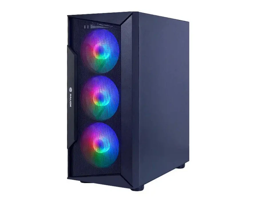 CASE HALION MARTE CR28N FUENTE 500W, CON PANEL DE VIDRIO TEMPLADO, FRONTAL DE MALLA 3 VENTILADORES LED ARGB, 3 PUERTOS USB,(500W MARTE CR28N)